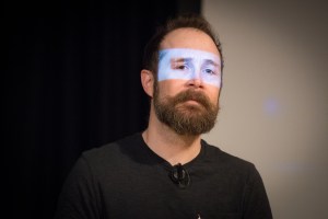 Boyd Branch – Artificial Intelligence Improvisation by Improbotics at the Attenborough Arts Centre, Leicester Comedy Festival 2022 – Photo by Stuart Hollis