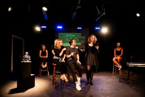 Photo: Lidia Crisafulli at AI Festival 2023. mprobotics Artificial Intelligence Improvisation feat. Jodie Irvine, Julie Flower, Ben Lovell, Fiona Howat and Jillian Ellis.